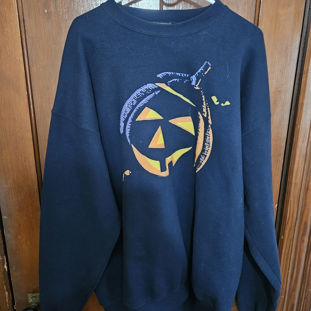 Santee Heavyweight Mens Sweatshirt Jack O Lantern Black Vintage Size Xxl Usa